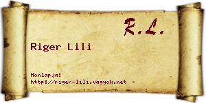 Riger Lili névjegykártya